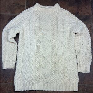 Vintage Blarney Woolen Mills Cream Aran Cable Knit Sweater